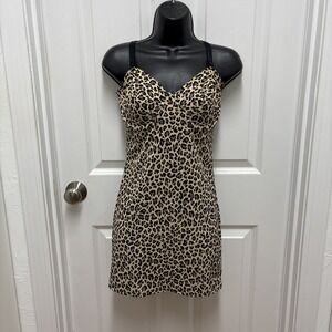 Nancy‎ Ganz Bodyslimmers Animal Print Indie Sleaze Body Slip Dress  - 36D